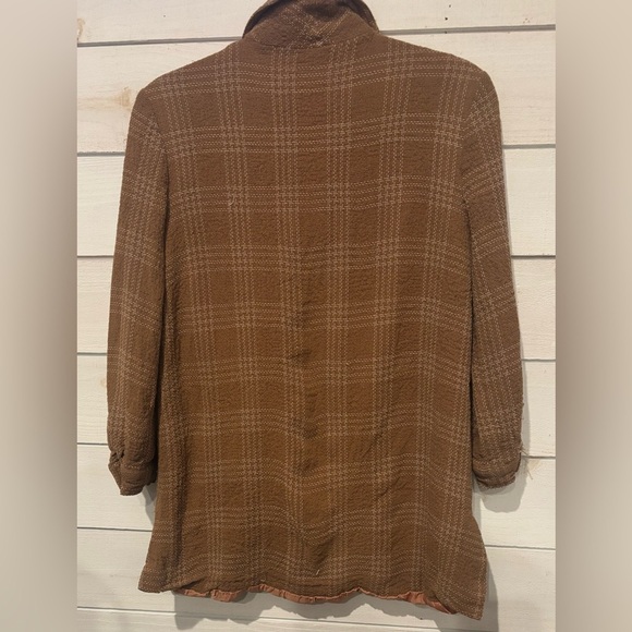 Oscar de la Renta Brown Plaid Blazer, button down in size 6 - Picture 15 of 16